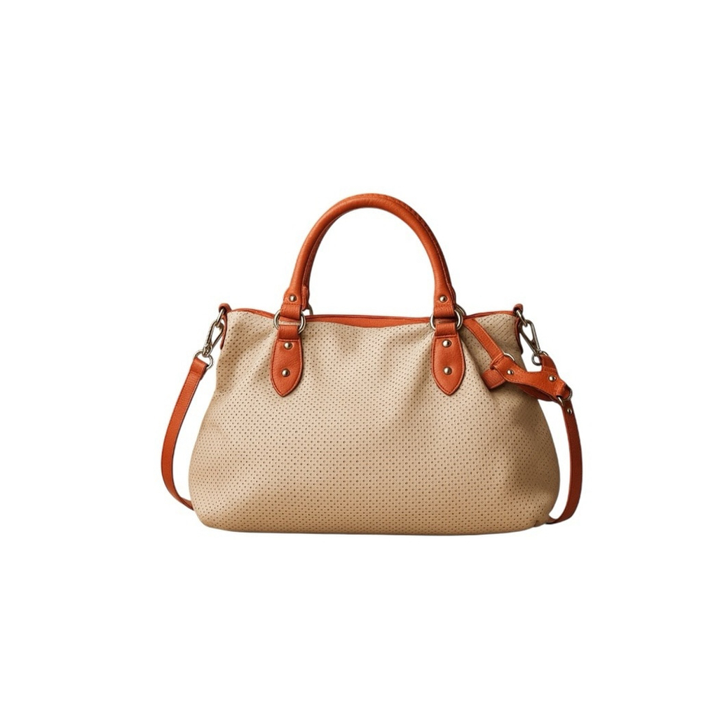 Claudia Firenze Perforated Leather Satchel Made in Italy Large Shoulder Bag